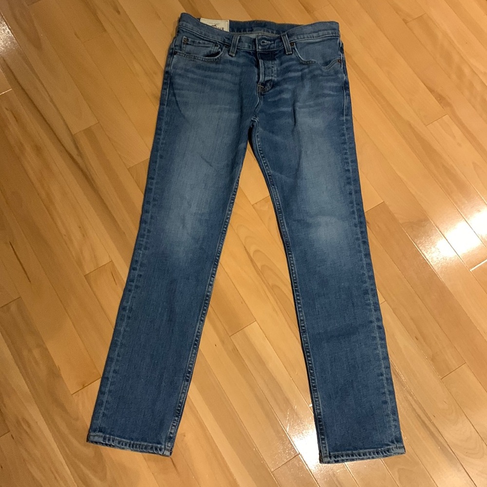 EUC Hollister Button Fly Skinny Blue Jeans 30x30